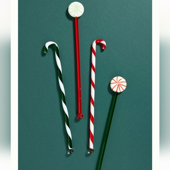 Anthropologie set of 4 Peppermint Drink Stirrers - Picture 1 of 5